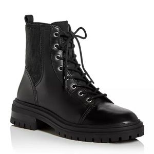 Black Leather Combat Boots